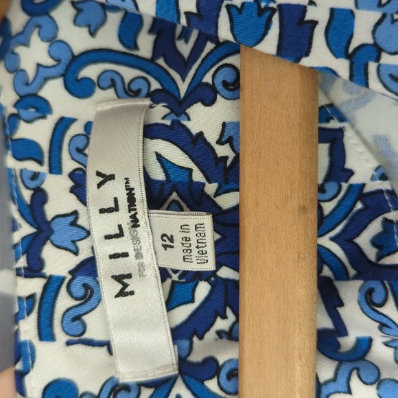 Milly blue and white patterned dress with pockets. Size 12 - Picture 2 of 5